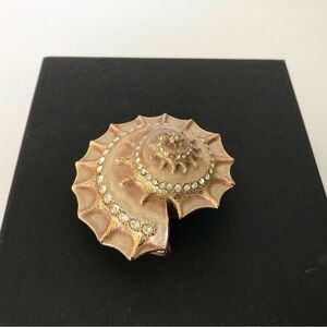 ✨Vintage Enamel Nautilus Shell with Pearl Trinket Box